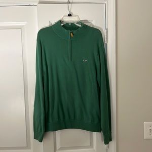 NWT Men’s Vineyard Vines Cotton 1/4 Zip Sweater - Starboard Green, Medium